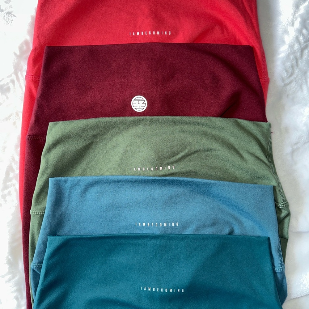 I Am Becoming Colorful Activewear Set of 5 leggings EUC